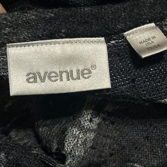 Avenue Women's Top Shirt Black Gray Round Neck Long Sleeve Size 22/24 Stretch - Picture 4 of 8